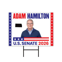 Adam Hamilton For Kansas Senate 2026 Yard Sign, Corrugated Plastic Senate Elections, Race Red White & Blue Yard Sign with Metal H-Stake