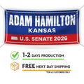 Adam Hamilton For Kansas U.S. Senate Banner Sign, 13 oz Waterproof US Senate Election 2026, Republic Party Vinyl Banner With Metal Grommets