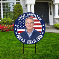 Adam Hamilton For Kansas Senate 2026 Yard Sign, Corrugated Plastic Senate Elections, Race Red White & Blue Yard Sign with Metal H-Stake