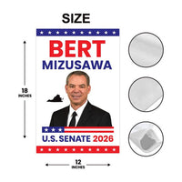 Bert Mizusawa For Virginia Senate 2026 Garden Flag, Double Sided, 2026 Senate Flag, Elections Flag, Race Red White & Blue Flag