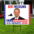 Bert Mizusawa For Virginia Senate 2026 Yard Sign, Corrugated Plastic Senate Elections, Race Red White & Blue Yard Sign with Metal H-Stake