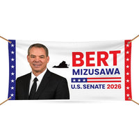 Bert Mizusawa For Virginia U.S. Senate Banner Sign, 13 oz Waterproof US Senate Election 2026, Senate Vinyl Banner With Metal Grommets