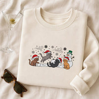 Christmas Cat Embroidered Sweatshirt, Cat Lover Hoodie, Cute Winter Kitty Shirt, Holiday Sweatshirt, Christmas Gift for Pet Lovers