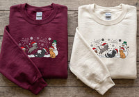 Christmas Cat Embroidered Sweatshirt, Cat Lover Hoodie, Cute Winter Kitty Shirt, Holiday Sweatshirt, Christmas Gift for Pet Lovers