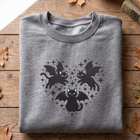 Halloween Embroidered Sweatshirt, Spooky Black Kitty Hoodie, Cute Bat Wing Design Shirt, Funny Cat Shirt, Gift for Cat Lover Spooky Season