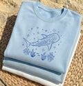 Whale Shark Embroidered Sweatshirt, Ocean Lover Hoodie, Marine Life Long Sleeve Shirt, Cozy Hobby Crewneck, Hobby Gift for Ocean Lovers
