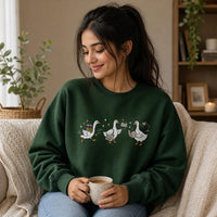 Book Lover Embroidered Sweatshirt, Reading Goose Hoodie, Three Geese Bookish Shirt for Readers, Bookish Hoodie, Funny Book Lover Gift