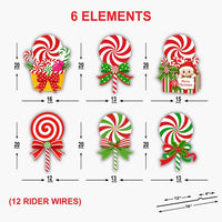 Custom Shape Christmas Yard Sign, 6 Piece Candy Lollipop Lawn Sign Set, Peppermint Display, Seasonal Outdoor Decor, Christmas Yard Decor