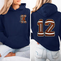 Personalized Football Mom Game Day Shirt, Custom Name Initial Tee, Front Back Print Team Tee, Jersey Number Spirit Top, Sports Mom Gift