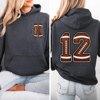 Personalized Football Mom Game Day Shirt, Custom Name Initial Tee, Front Back Print Team Tee, Jersey Number Spirit Top, Sports Mom Gift