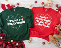 Custom Christmas Couple Sweatshirt, Personalized His or Hers Holiday Tee, Christmas Lights Crewneck, Matching Couple Outfit, Christmas Gift