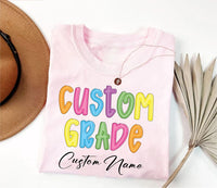 Personalized Grade Level Teacher Shirt, Custom Teacher Name Tee, Colorful Any Grade Top, First Day School Outfit, Back to School Gift