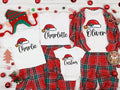Personalized Santa Hat Script Name Shirts, Custom Name Matching Tees, Family Christmas Tee, Holiday Party Outfit, Family Christmas Gift