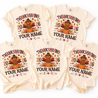 Personalized Thanksgiving Family Shirt, Custom Name Turkey Tee, Matching Fall Family Outfit, Pumpkin Turkey Graphic Tee, Holiday Gift 2026