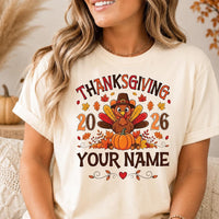 Personalized Thanksgiving Family Shirt, Custom Name Turkey Tee, Matching Fall Family Outfit, Pumpkin Turkey Graphic Tee, Holiday Gift 2026