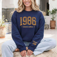 Personalized 40th Birthday Sweatshirt, Custom Birth Year Crewneck, Leopard Limited Edition Shirt, Chapter 40 Sleeve, Birthday Gift for Her