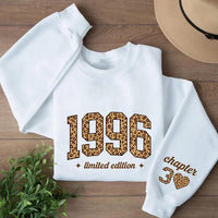 Personalized 40th Birthday Sweatshirt, Custom Birth Year Crewneck, Leopard Limited Edition Shirt, Chapter 40 Sleeve, Birthday Gift for Her