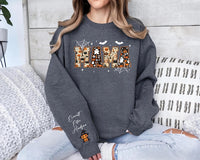Personalized Halloween Mama Sweatshirt, Custom Kids Name Crewneck, Spooky Mama Shirt, Fall Mom Outfit, Halloween Gift, Front Sleeve Print