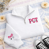 Personalized PCT Embroidered Quarter Zip Sweatshirt, Custom Patient Care Top, Hospital Shift Pullover, PCT Work Layer, Custom Team Gift