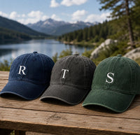 Personalized Initial Embroidered Hat, Custom Letter Monogram Cap, Low Profile Dad Hat, Cotton Baseball Cap for Women & Men, Monogram Gift