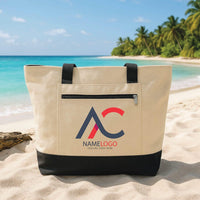 Custom Logo Tote Bag with Zipper, Personalized Business Canvas Bag, Branded Carryall, Professional Daily Tote, Personalized Gift for Her