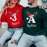 Personalized Family Christmas Shirt, Custom Name Reindeer Initial Shirt Family Christmas Tee, Adult Kids Baby Outfit, Holiday Gift 2026