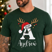 Personalized Family Christmas Sweatshirt, Custom Name Reindeer Initial Shirt Family Christmas Tee, Adult Kids Baby Outfit, Holiday Gift 2026