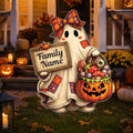 Personalized Halloween Yard Sign, Custom Family Name Lawn Sign, Cute Ghost Pumpkin Cutout, Holiday Lawn Display, Halloween Yard Decor