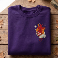 Skeleton Heart Embroidered Sweatshirt, Gothic Halloween Hoodie, Spooky Anatomical Skeleton Hand Shirt, Aesthetic Shirt, Aesthetic Gift