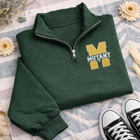 Personalized School Mascot Embroidered Quarter Zip Sweatshirt, Team Spirit Pullover, Varsity Letter Layer, Game Day Top, Custom Team Gift