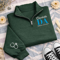 Dental Assistant Embroidered Quarter Zip Sweatshirt, Custom Name Pullover, Medical Team Apparel, Dental Office Wear, Custom Team Gift