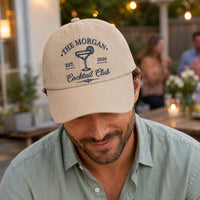 Personalized Cocktail Club Embroidered Hat, Custom Family Name & Year Cap, Bio Washed Cotton Cap, Home Bar Gift, Personalized Gift
