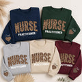 Personalized Nurse Practitioner Sweatshirt, Custom Leopard Print NP Crewneck, Name Pullover, Nurses Week Gift, Gift for NP, Front Sleeve