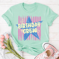 Custom Birthday Crew Shirt, Personalized Retro Star Party Tee, Matching Friend Group Shirts, Besties Party Outfit, Birthday Gift for Her
