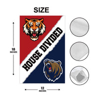 Custom House Divided Garden Flag - 12x18 Inch Double Sided, Hockey, Basketball, Baseball, Football, Any League, College, Team Rivalry Flag