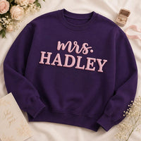 Personalized Bride Puff Print Sweatshirt, Future Mrs Last Name Shirt, Bridal Engagement Crewneck, Name Crewneck, Custom Gift for Bride