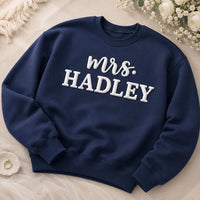 Personalized Bride Puff Print Sweatshirt, Future Mrs Last Name Shirt, Bridal Engagement Crewneck, Name Crewneck, Custom Gift for Bride