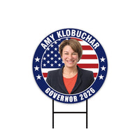 Amy Klobuchar For Minnesota Governor 2026 Yard Sign, Corrugated Plastic Governor Elections Race Red White Blue Yard Sign with Metal H-Stake