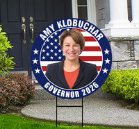 Amy Klobuchar For Minnesota Governor 2026 Yard Sign, Corrugated Plastic Governor Elections Race Red White Blue Yard Sign with Metal H-Stake