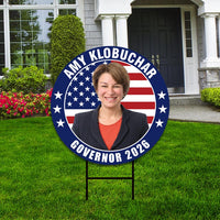 Amy Klobuchar For Minnesota Governor 2026 Yard Sign, Corrugated Plastic Governor Elections Race Red White Blue Yard Sign with Metal H-Stake