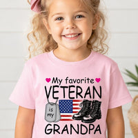 My Favorite Veteran Grandpa Baby Shirt, Patriotic Grandchild Tee, Veterans Day Toddler T-Shirt, Military Family Outfit, Gift for Grandpa