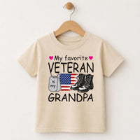 My Favorite Veteran Grandpa Baby Shirt, Patriotic Grandchild Tee, Veterans Day Toddler T-Shirt, Military Family Outfit, Gift for Grandpa