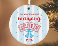 Personalized Mahjong Ceramic Ornament, The Year I Learned Mahjong 2026, Game Night Keepsake, Holiday Keepsake Ornament, Christmas Gift