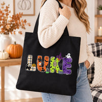 Personalized Halloween Canvas Tote Bag, Custom Name Trick or Treat Bag, Spooky Name Bag, Reusable Cotton Tote, Halloween Party Gift
