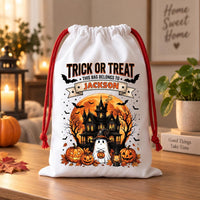 Personalized Halloween Treat Sack, Custom Trick or Treat Bag with Name, Kids Candy Sack, Reusable Drawstring Bag, Halloween Gift for Kids