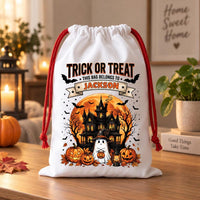 Personalized Halloween Treat Sack, Custom Trick or Treat Bag with Name, Kids Candy Sack, Reusable Drawstring Bag, Halloween Gift for Kids