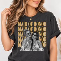 Custom Maid of Honor Photo Shirt, Personalized Bridal Party Tee, Wedding Photo Keepsake Shirt, Bachelorette Outfit, Bridal Party Gift
