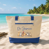 Personalized Veterinarian Tote Bag with Zipper, Custom Name Canvas Tote, Pet Lover Canvas Bag, Vet Clinic Gear, Gift for Veterinarian