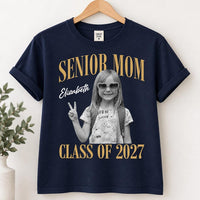 Personalized Senior Mom Photo Shirt, Custom Class of 2027 Tee, Graduation Picture T-Shirt, Proud Parent Senior Year Top, Gift for Mom