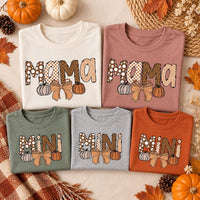 Personalized Mama and Mini Matching Shirt, Custom Mom and Child Fall Tee, Pumpkin Family Outfit, Sleeve Name Shirt, Custom Family Gift